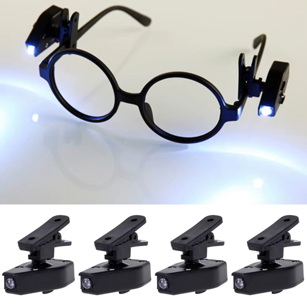 1Pc Mini Flashlight Glasses Reading Lamp Eyeglass Clip Lantern Adjustable Universal Eyeglasses Lamp Flexible Book Reading Lights