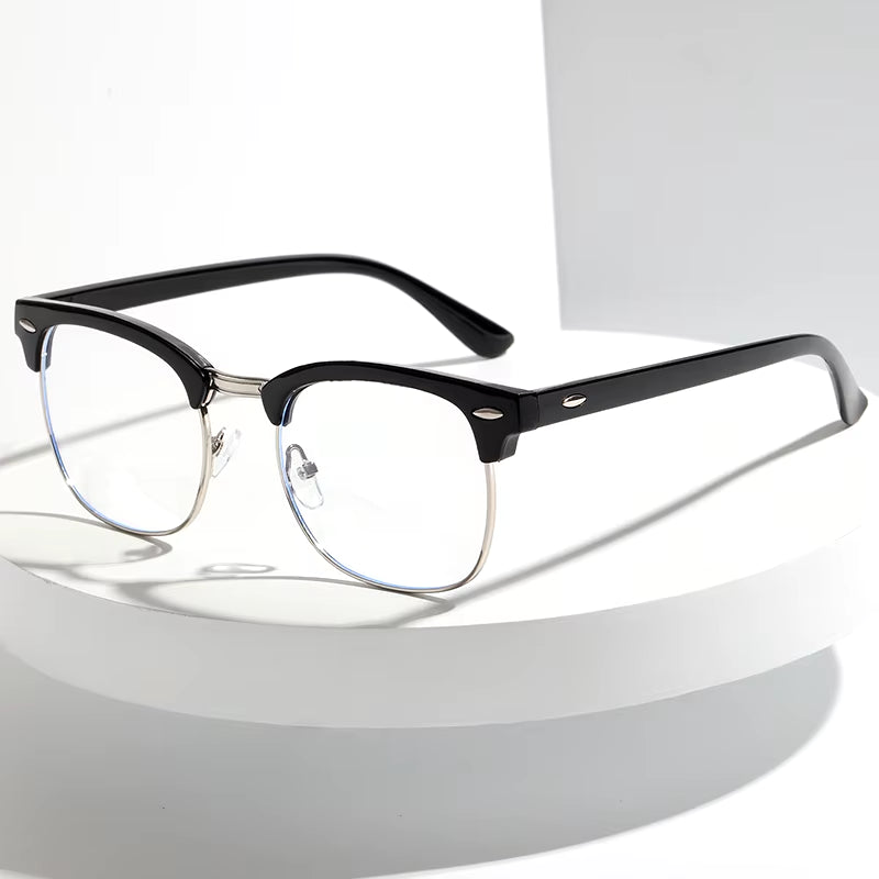 Men Retro Anti-Blue Light Glasses Classic Vintage Half Frames anti Blue Light Blocking Computer Eyeglasses for Women Accessory